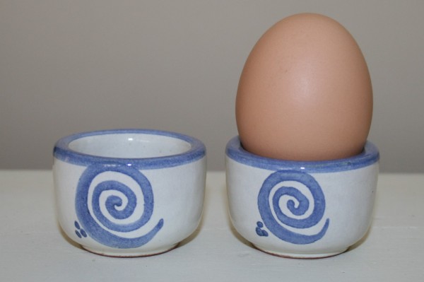 Eierbecher blau Spirale, 2er Set